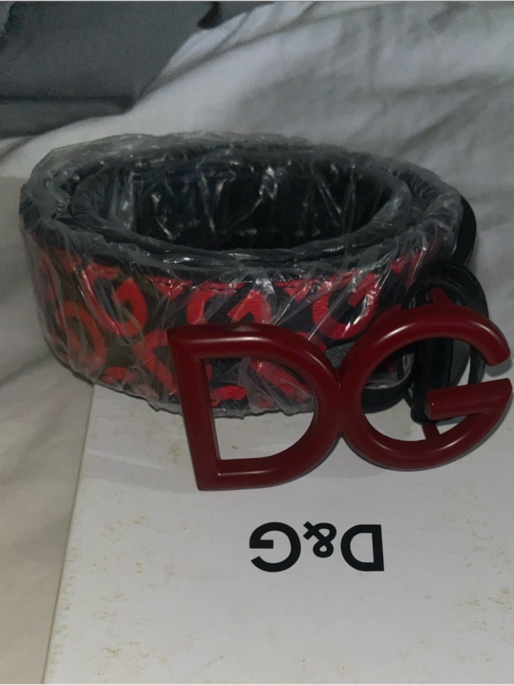 D&G Black Leather Belt with Embossed Size Detail